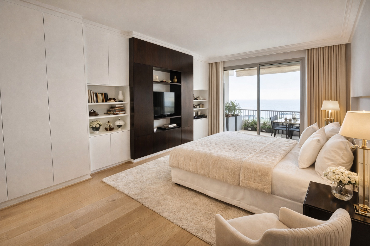 Trocadéro – Grand 2/3 pièces rénové avec vue mer, résidence avec concierge